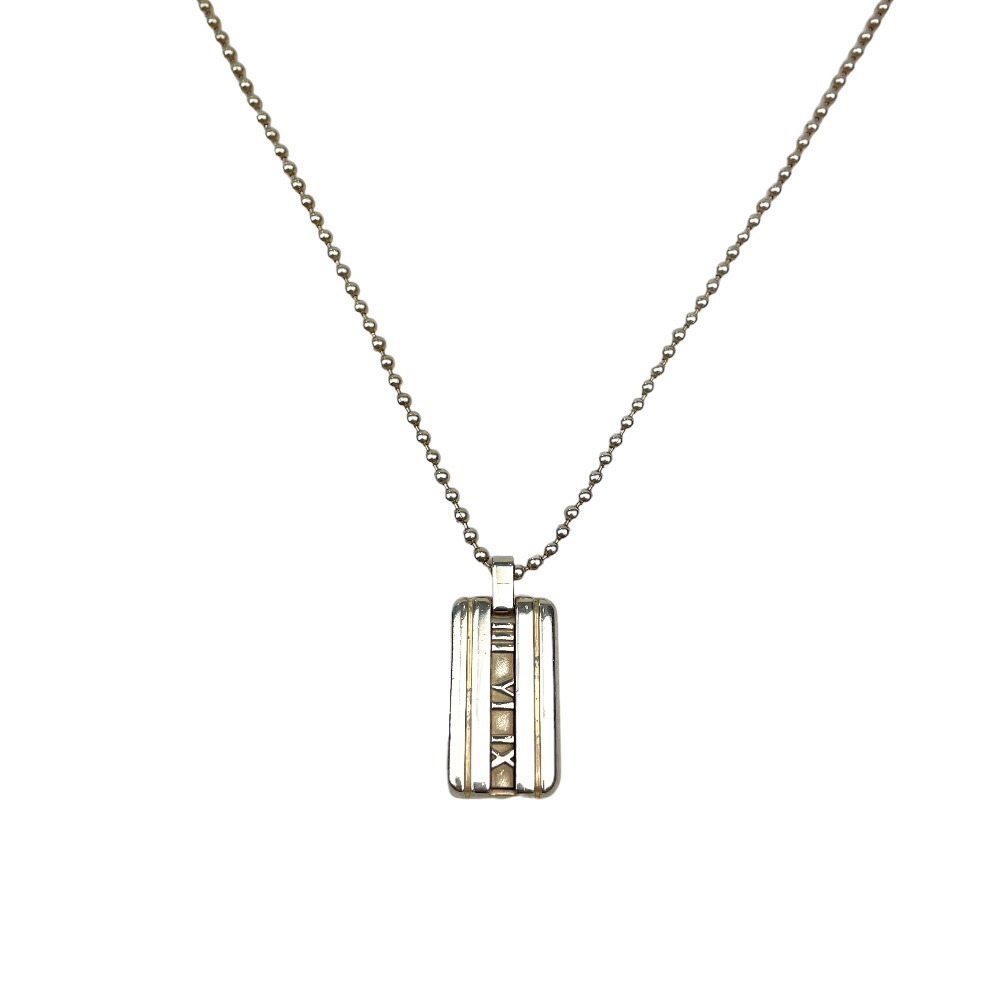 TIFFANY Co Atlas Cube Plate Necklace Silver Choker Some